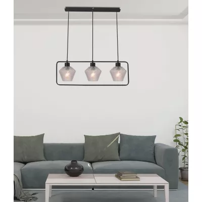 Závesné osvetlenie nad jedálenský stôl NIKO - 3xE27, 40W, čierne / číre