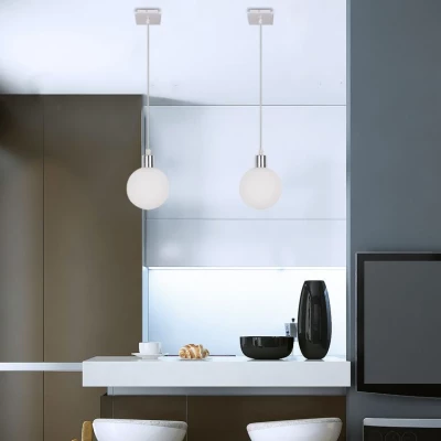 Moderné závesné osvetlenie ODEN - 1xG9, 40W, 12cm, guľa, chrómované / biele