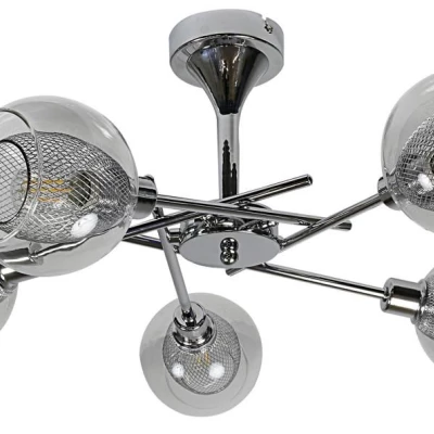 Závesné designové osvetlenie OZZO - 5xE14, 40W, chrómované / číre