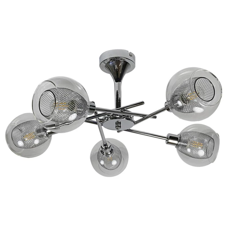 Závesné designové osvetlenie OZZO - 5xE14, 40W, chrómované / číre