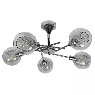 Závesné designové osvetlenie OZZO - 5xE14, 40W, chrómované / číre