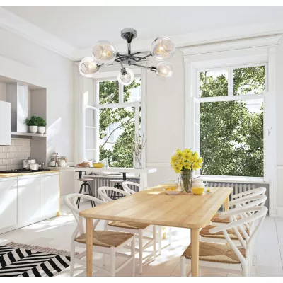 Závesné designové osvetlenie OZZO - 5xE14, 40W, chrómované / číre