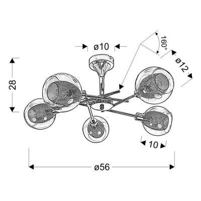 Závesné designové osvetlenie OZZO - 5xE14, 40W, chrómované / číre