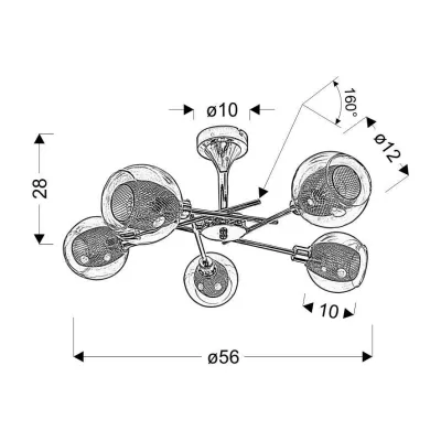Závesné designové osvetlenie OZZO - 5xE14, 40W, chrómované / číre