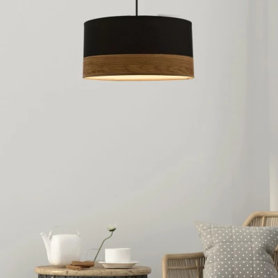 Závesné svetlo škandinávskeho štýlu PORTO - 1xE27, 60W, čierne / hnedé