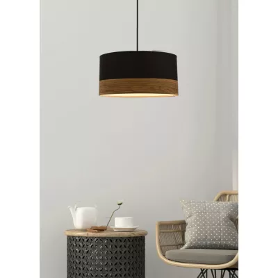 Závesné svetlo škandinávskeho štýlu PORTO - 1xE27, 60W, čierne / hnedé
