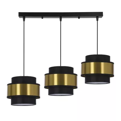Moderný závesný luster nad jedálenský stôl PRESTIGE - 3xE27, 40W, čierny/zlatý