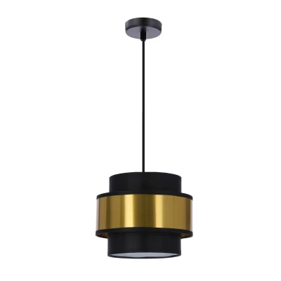 Moderný okrúhly závesný luster PRESTIGE - 1xE27, 40W, čierny / zlatý
