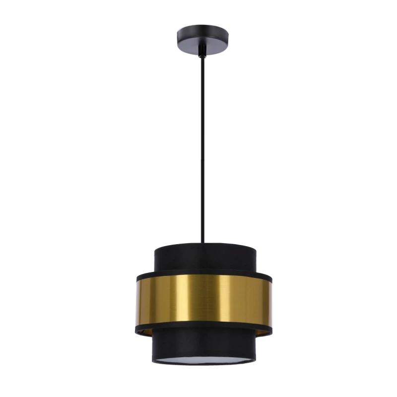 Moderný okrúhly závesný luster PRESTIGE - 1xE27, 40W, čierny / zlatý