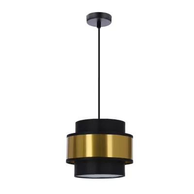 Moderný okrúhly závesný luster PRESTIGE - 1xE27, 40W, čierny / zlatý