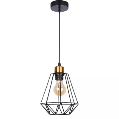 Závesné industriálne osvetlenie PRIMO 1 - 1xE27, 60W, zlaté/čierne