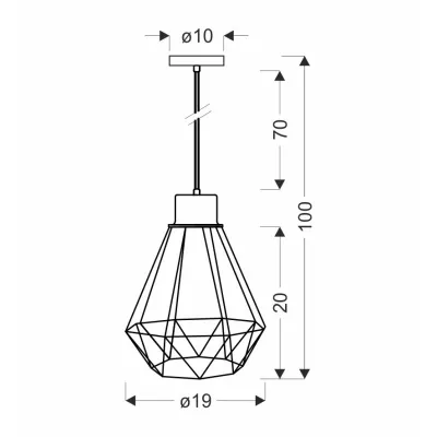 Závesné industriálne osvetlenie PRIMO 1 - 1xE27, 60W, zlaté/čierne