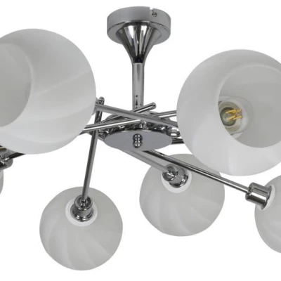 Moderné závesné osvetlenie RAUL - 8xE14, 40W, chrómované / biele