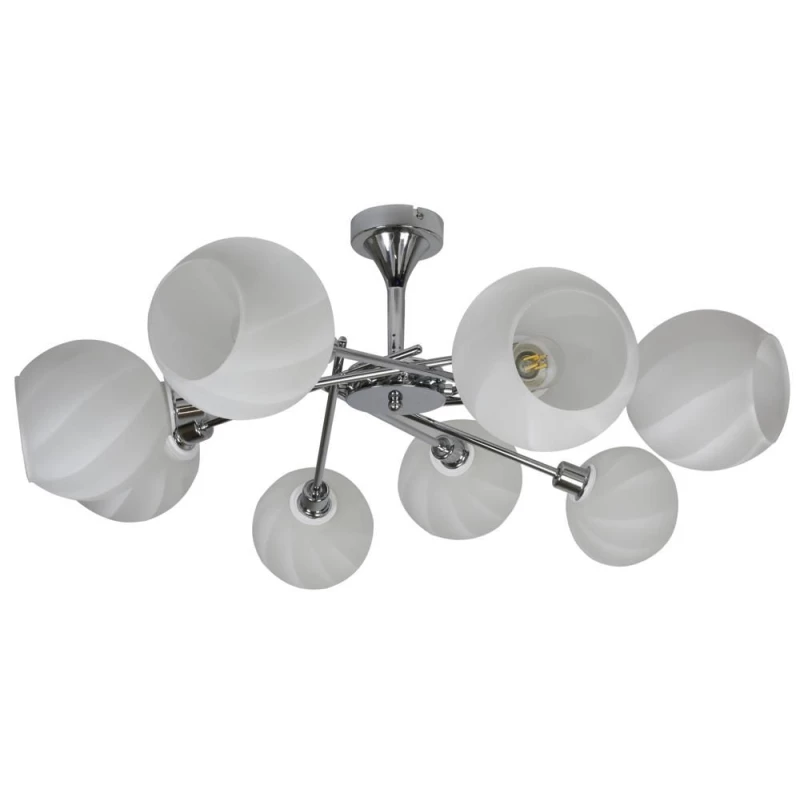 Moderné závesné osvetlenie RAUL - 8xE14, 40W, chrómované / biele