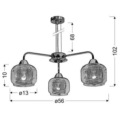 Závesné trojramenné osvetlenie RAY - 3xE14, 40W, chrómované