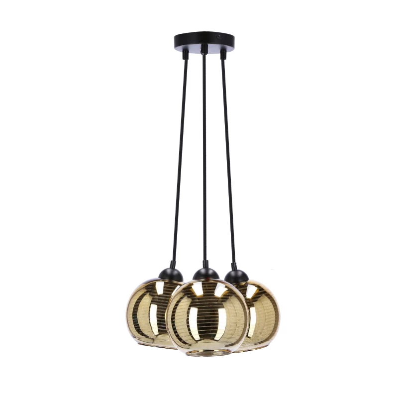 Závesné moderné osvetlenie RUBEAM 1 - 3xE27, 60W, čierne / zlaté