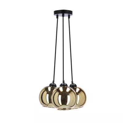 Závesné moderné osvetlenie RUBEAM 1 - 3xE27, 60W, čierne / zlaté
