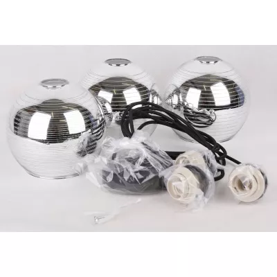 Závesné moderné osvetlenie RUBEAM 1 - 3xE27, 60W, čierne / chrómované