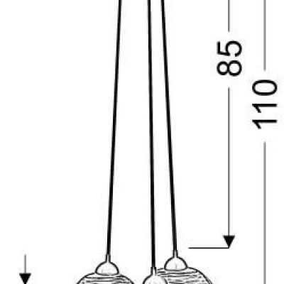 Závesné moderné osvetlenie RUBEAM 1 - 3xE27, 60W, čierne / chrómované