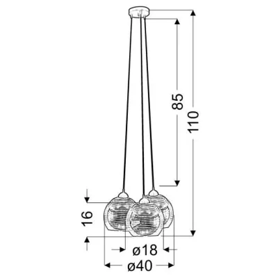 Závesné moderné osvetlenie RUBEAM 1 - 3xE27, 60W, čierne / chrómované
