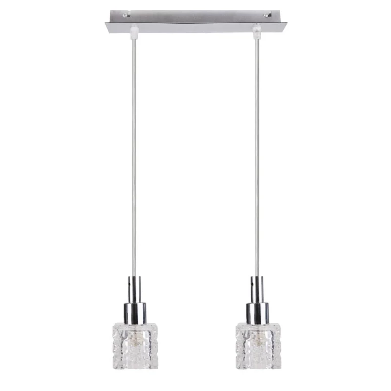 Moderné závesné svetlo nad jedálenský stôl RUBIK - 2xG9, 20W, chrómované/číre