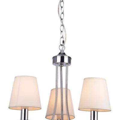 Moderné závesné trojramenné osvetlenie RUTI - 3xE14, 40W, chrómované / béžové