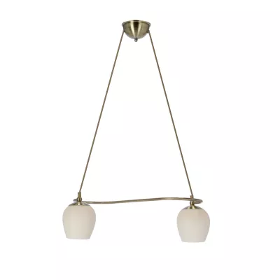 Rustikálne závesné svetlo nad jedálenský stôl SERANO - 2xE27, 60W, patina / krémové