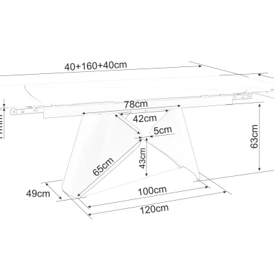 Rozkladací jedálenský stôl 160(240)x90 VANGEL - biely / čierny
