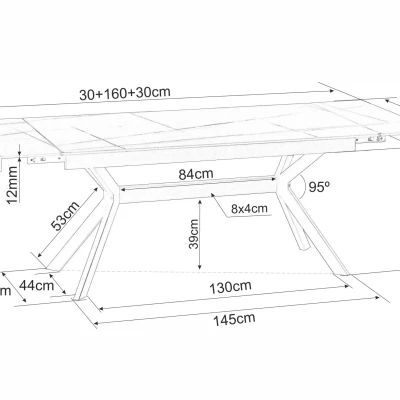 Rozkladací jedálenský stôl 160(220)x90 EDITHA - čierny