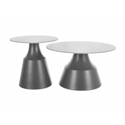 Set konferenčných stolíkov EDVIN - biely / šedý