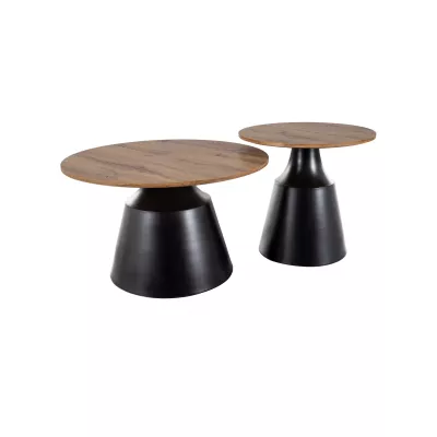 Set konferenčných stolíkov EDVIN - dub artisan / čierny