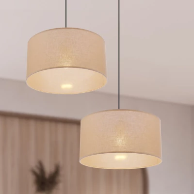 Závesný okrúhly luster SHANTI - 1xE27, 40W, čierny / béžový