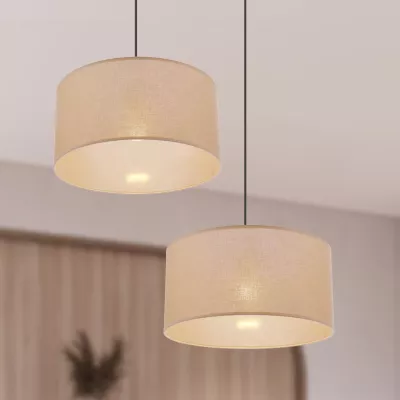 Závesný okrúhly luster SHANTI - 1xE27, 40W, čierny / béžový