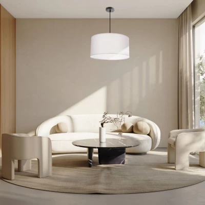 Závesný okrúhly luster SHANTI - 1xE27, 40W, čierny / šedý
