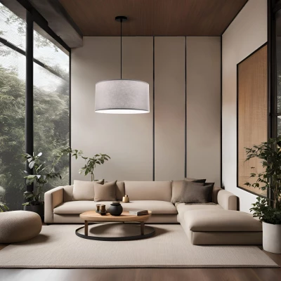 Závesný okrúhly luster SHANTI - 1xE27, 40W, čierny / šedý