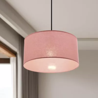 Závesný okrúhly luster SHANTI - 1xE27, 40W, čierny / vresový ružový