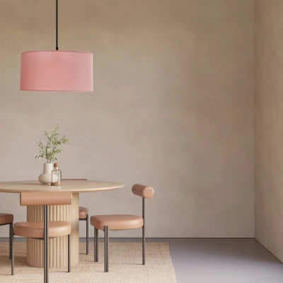 Závesný okrúhly luster SHANTI - 1xE27, 40W, čierny / vresový ružový