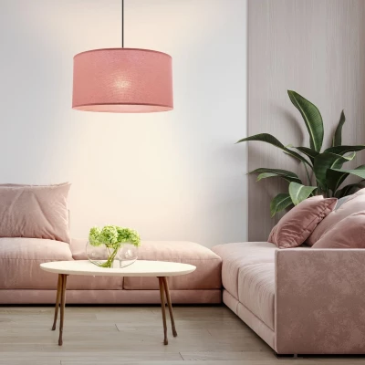 Závesný okrúhly luster SHANTI - 1xE27, 40W, čierny / vresový ružový