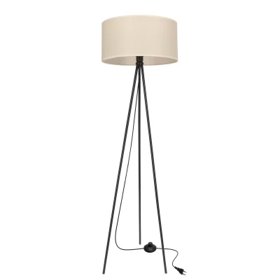 Stojacia lampa trojnožka SHANTI - 1xE27, 40W, čierna / béžová