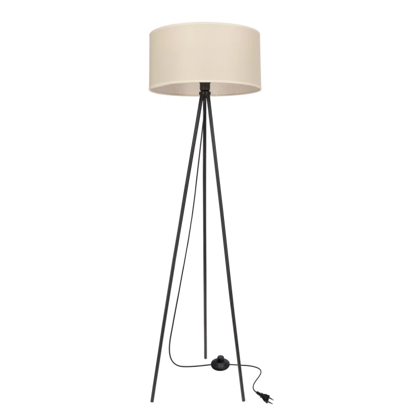 Stojacia lampa trojnožka SHANTI - 1xE27, 40W, čierna / béžová