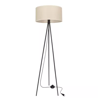 Stojacia lampa trojnožka SHANTI - 1xE27, 40W, čierna / béžová