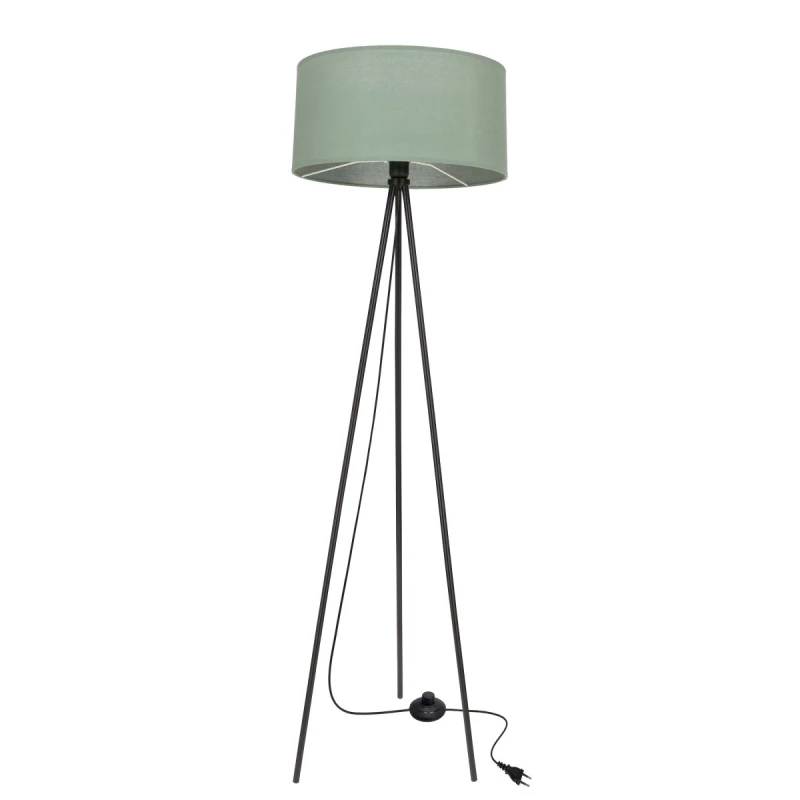 Stojacia lampa trojnožka SHANTI - 1xE27, 40W, čierna / mätová
