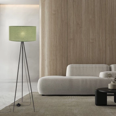 Stojacia lampa trojnožka SHANTI - 1xE27, 40W, čierna / mätová