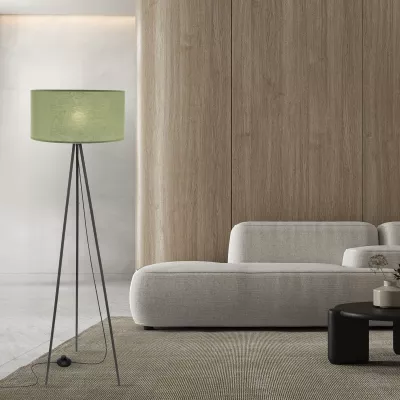 Stojacia lampa trojnožka SHANTI - 1xE27, 40W, čierna / mätová