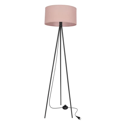 Stojacia lampa trojnožka SHANTI - 1xE27, 40W, čierna / vresová ružová