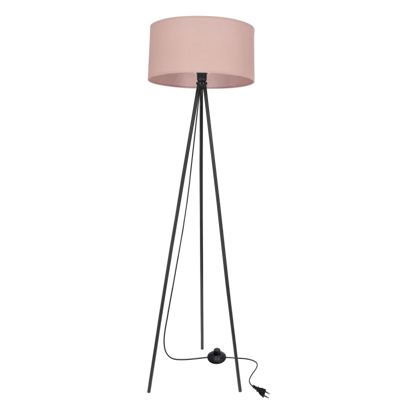 Stojacia lampa trojnožka SHANTI - 1xE27, 40W, čierna / vresová ružová
