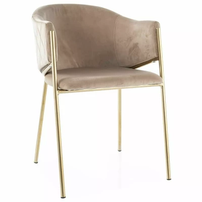 Elegantná jedálenská stolička TERESIE - béžová/zlatá