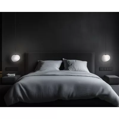 Závesné svietidlo v japandi štýle STONES - 1xE27, 40W, 20cm, čierne / biele