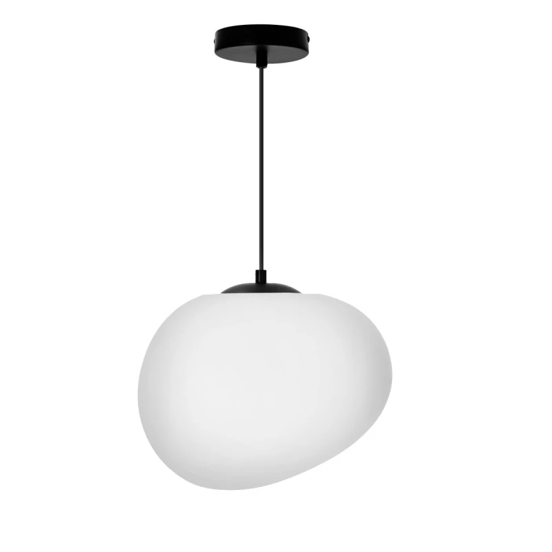 Závesné svietidlo v japandi štýle STONES - 1xE27, 40W, 30cm, čierne / biele