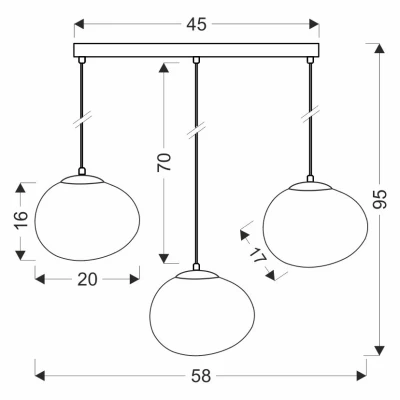 Závesné svietidlo v japandi štýle nad jedálenský stôl STONES - 3xE27, 40W, čierne / biele